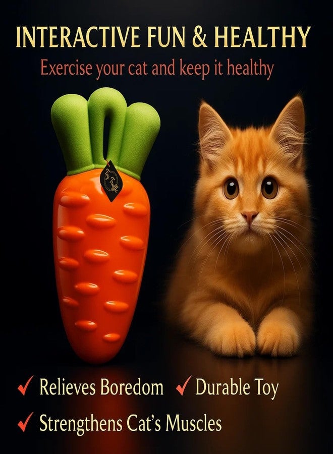 Toy Truffle لعبة جزرة على شكل كمأة تصدر صوتاً عند الضغط عليها | لعبة مضغ مطاطية برتقالية زاهية ذات ملمس مميز وغطاء ناعم لمتعة تفاعلية آمنة | تحفز المضغ واللعب | ترفيه داخلي للحيوانات الأليفة وتخفيف آلام التسنين (النوع 7) - Image 5
